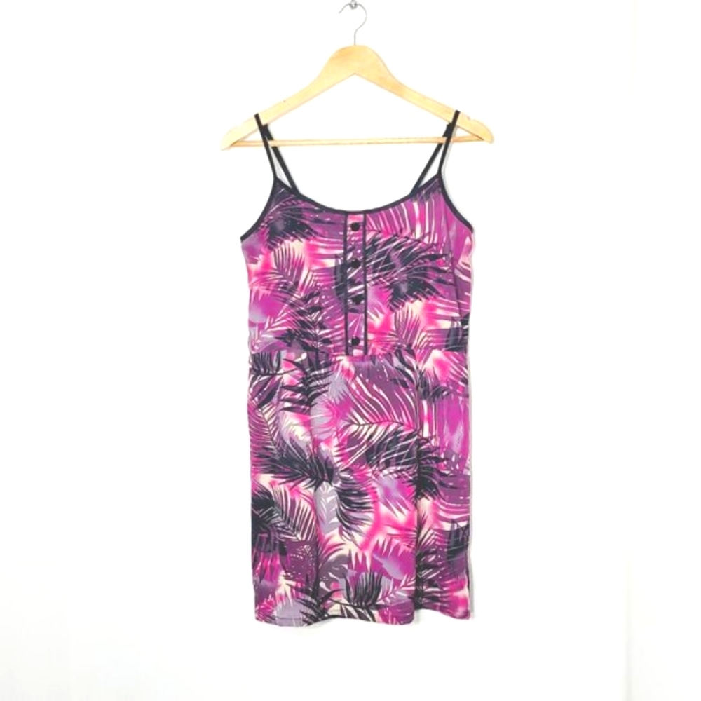 Forever 21 Purple Pink Black Floral Adjustable Spaghetti Strap Lightweight